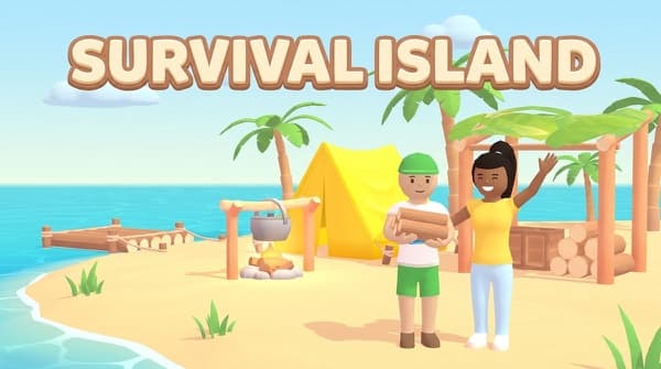 Survival Island: Gather wood, stone, and food to stay alive, with two AI teammates who do what you ask out loud.