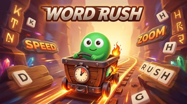 Word Rush: A card carrying a word's meaning drops toward you. Say the word before it lands.